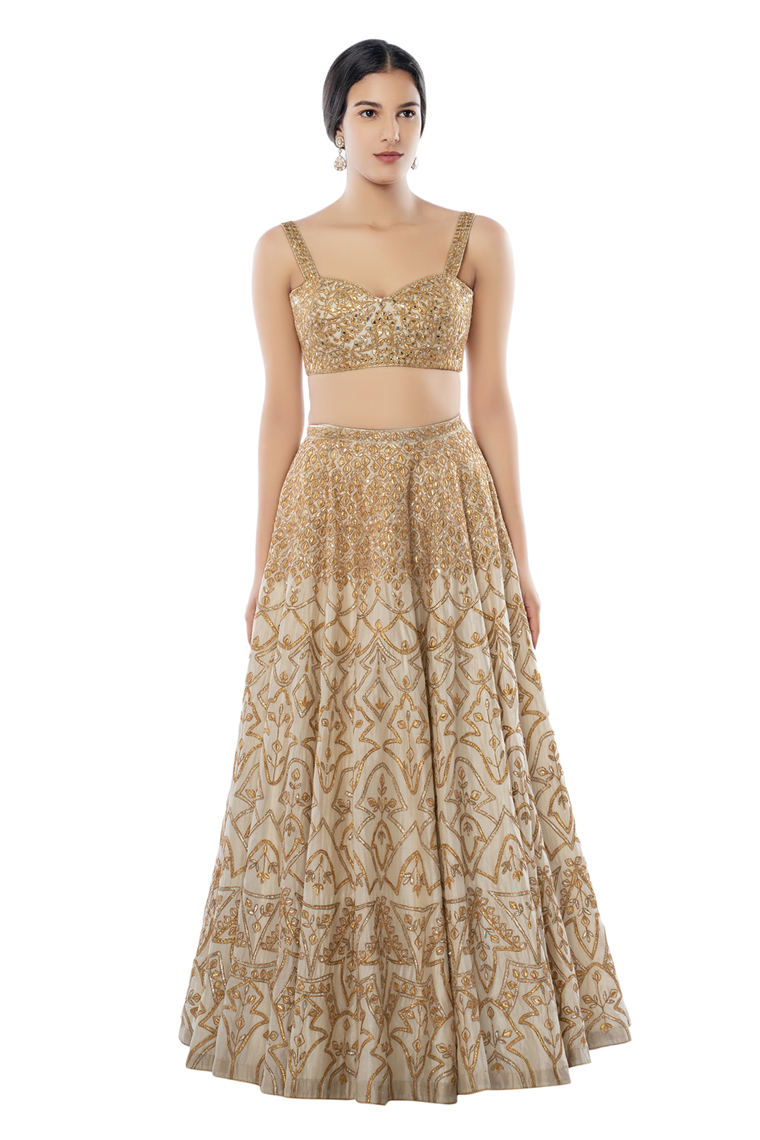 Ivory Chanderi Lehenga with Gota