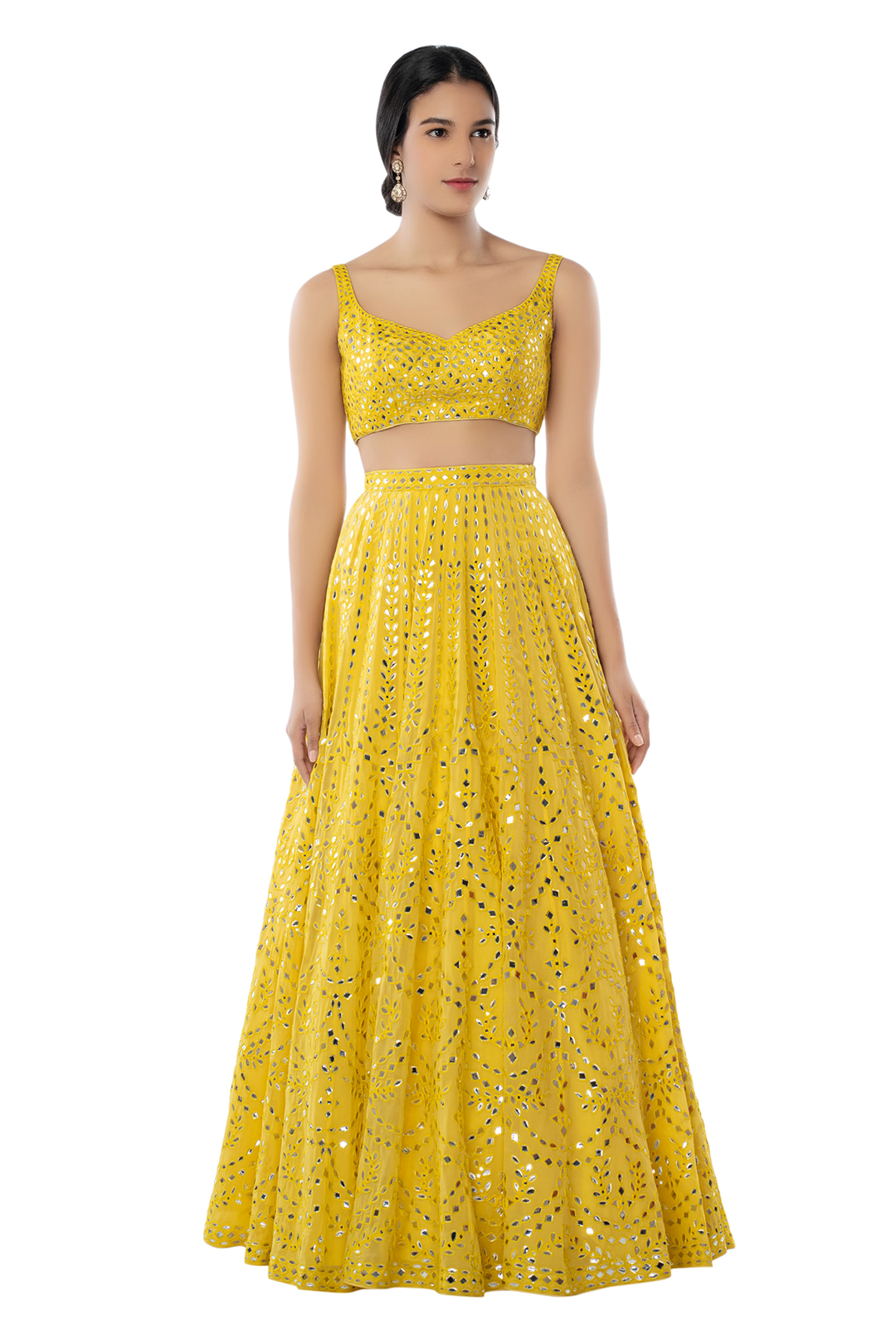 Yellow Georgette Light Lehenga Set