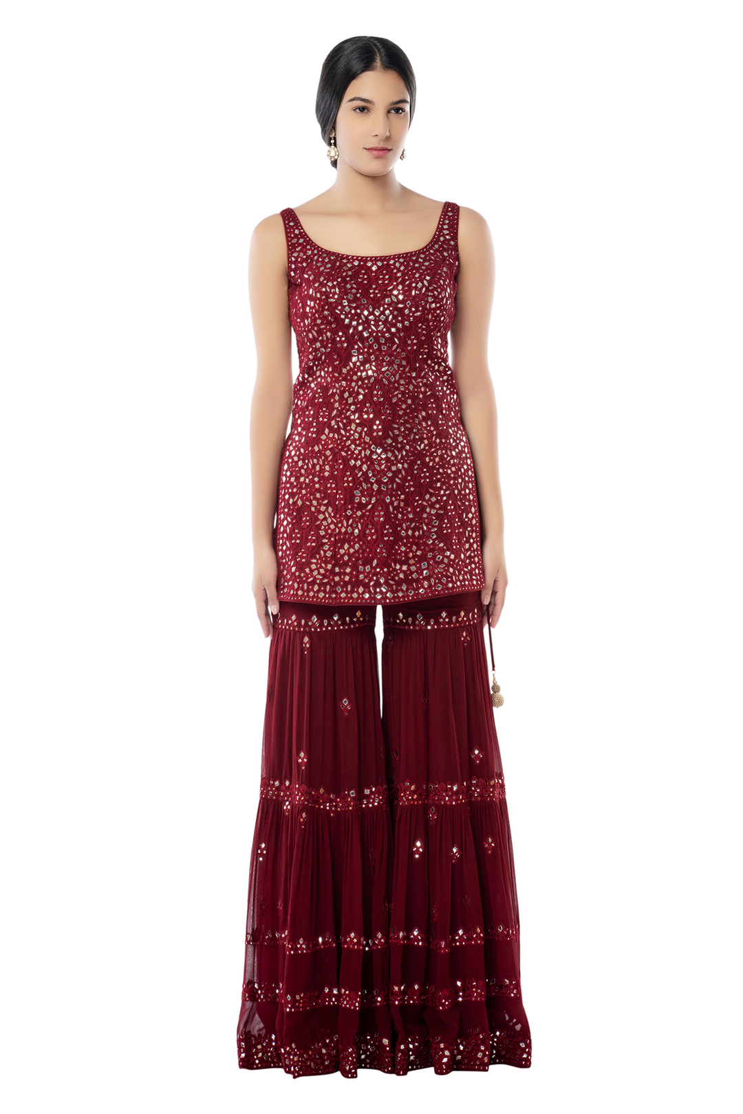 Maroon Georgette Gharara