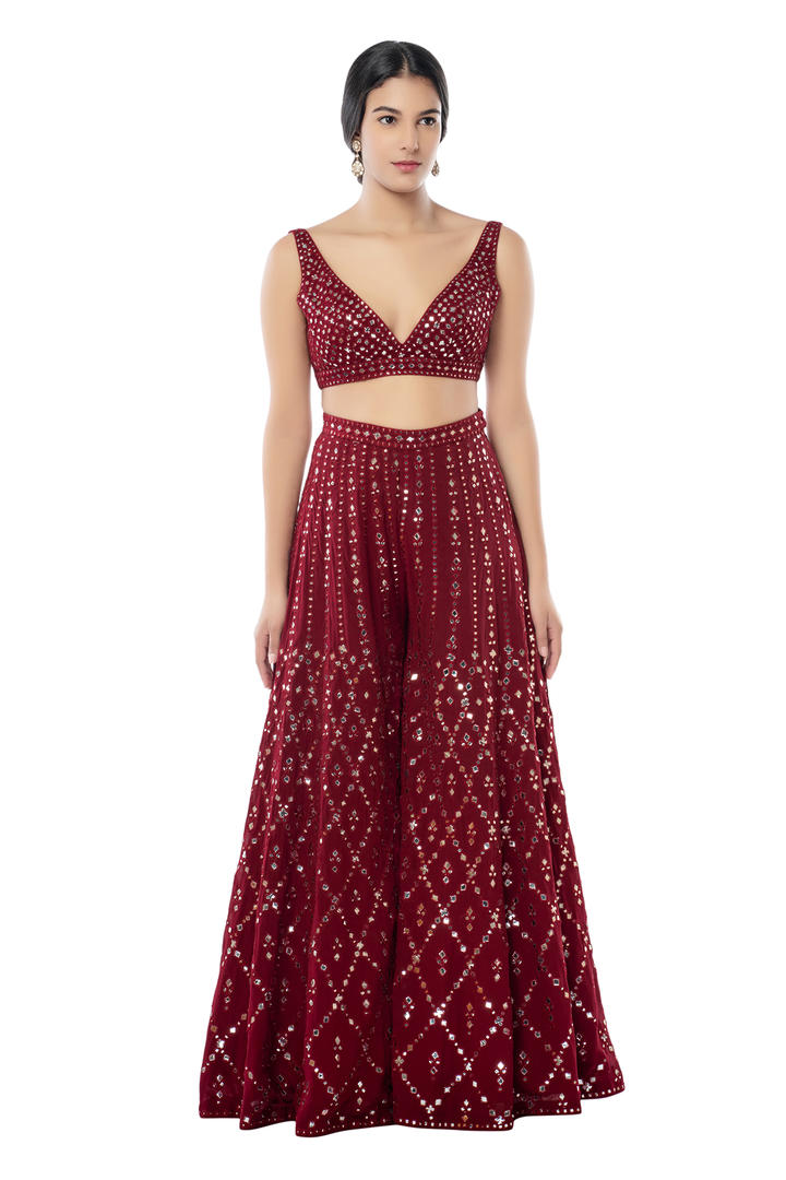 Maroon High Waist Sharara
