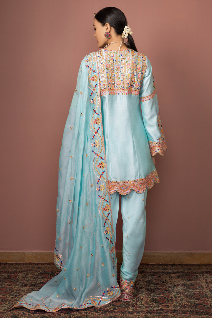 BLUE KURTA DHOTI SET