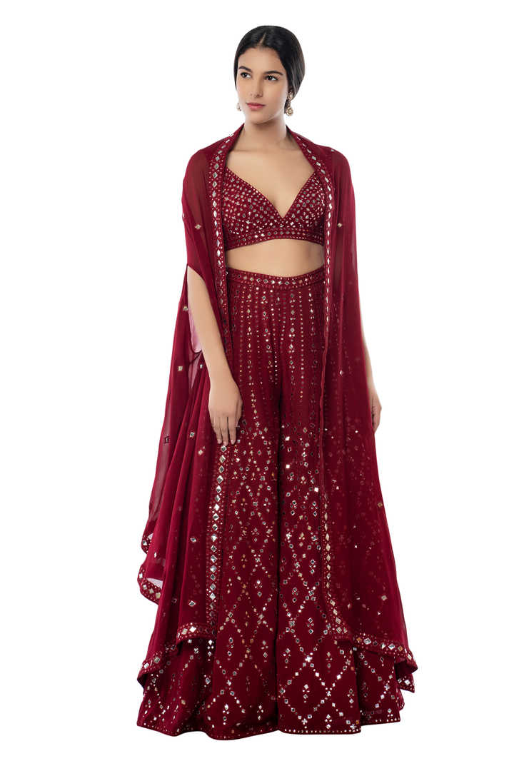 Maroon High Waist Sharara