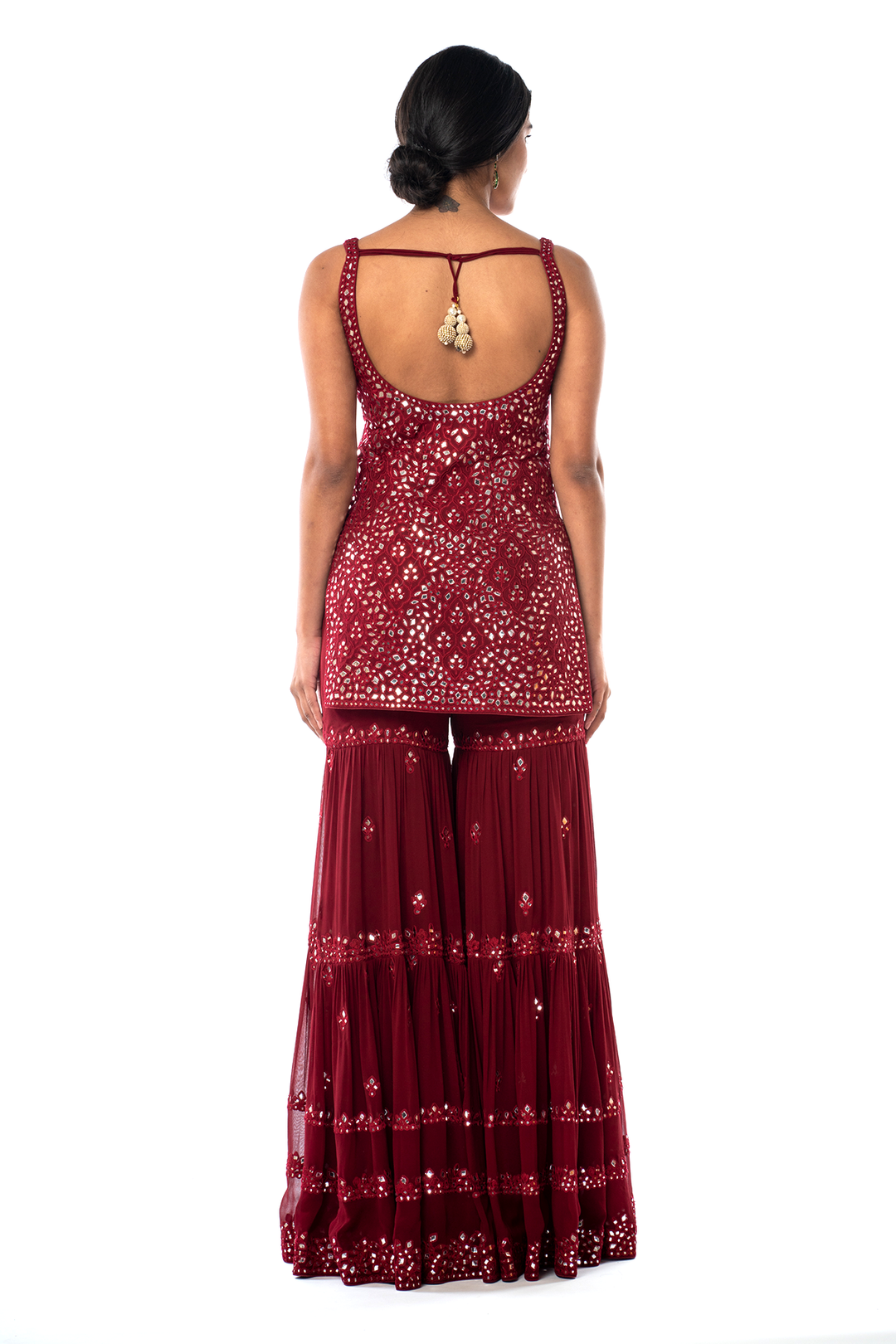 Maroon Georgette Gharara