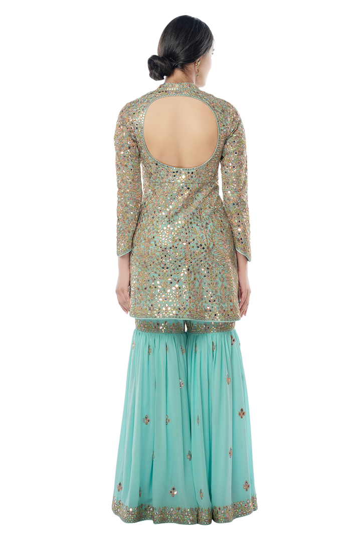 Light Blue Gharara with Peplum Kurta