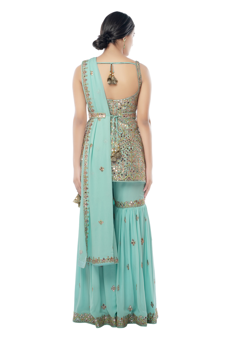 Light Blue Gharara Set with Belt