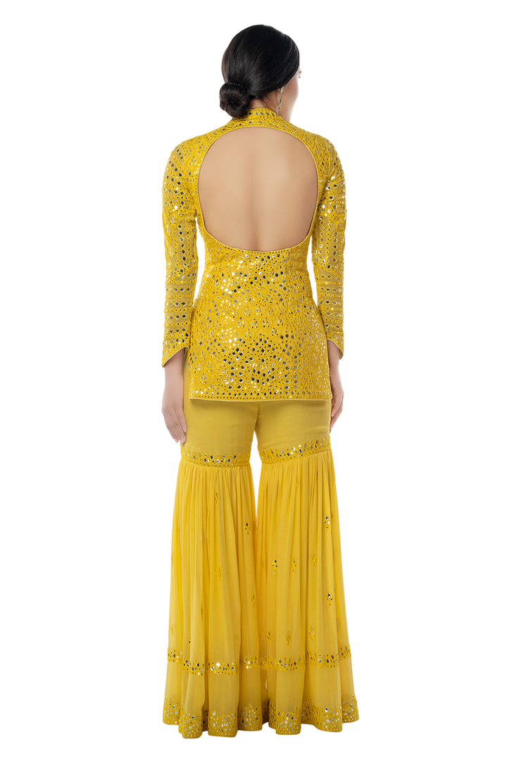 Yellow Thigh Cut Gharara