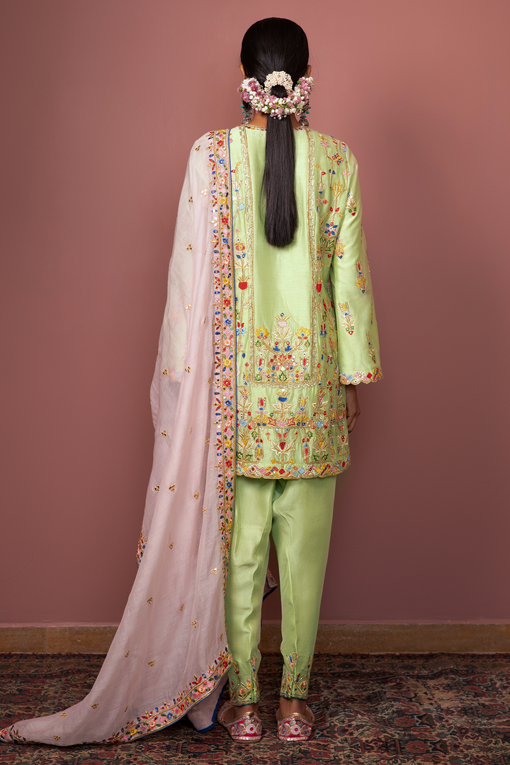 GREEN KURTA WITH UNCHI SALWAR SET