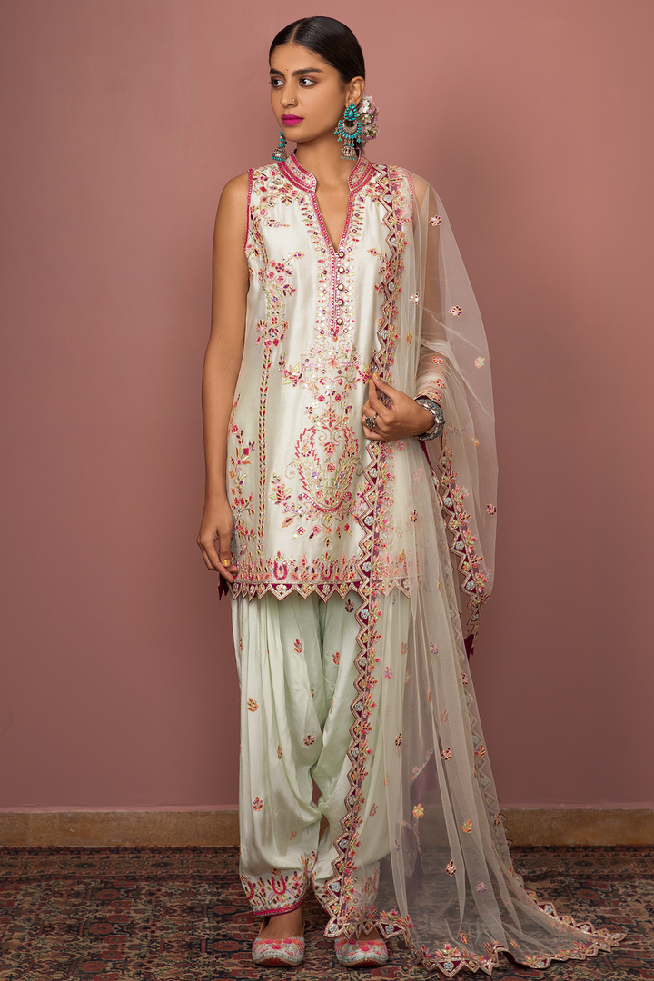 GREEN KURTA PATIALA SALWAAR