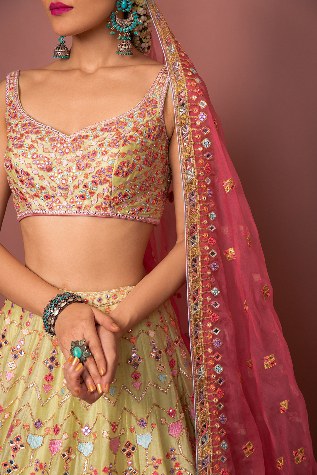 GREEN LEHENGA SET