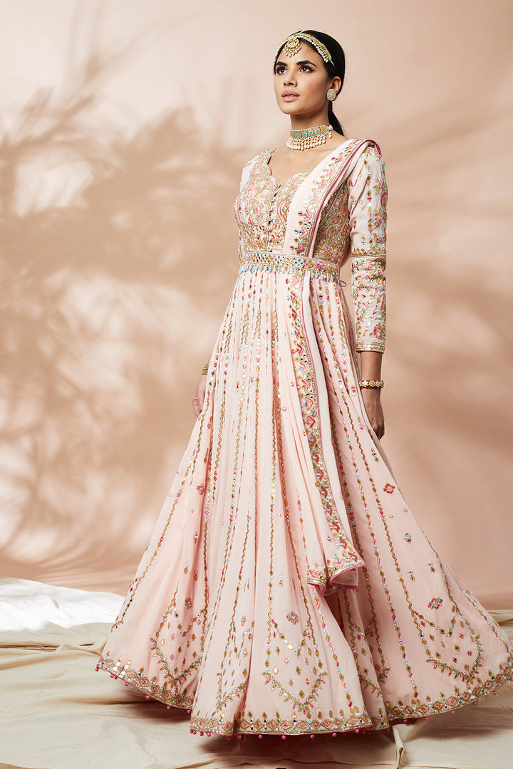 Peach Georgette Anarkali