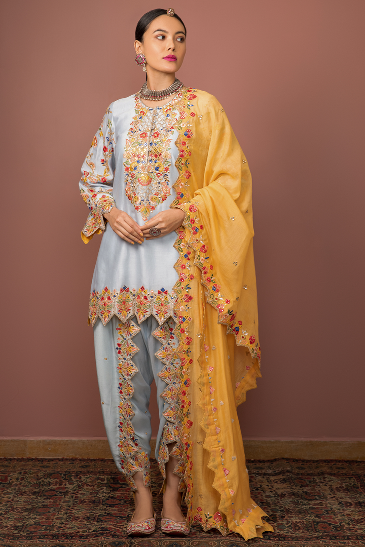 BLUE KURTA WITH DHOTI SET