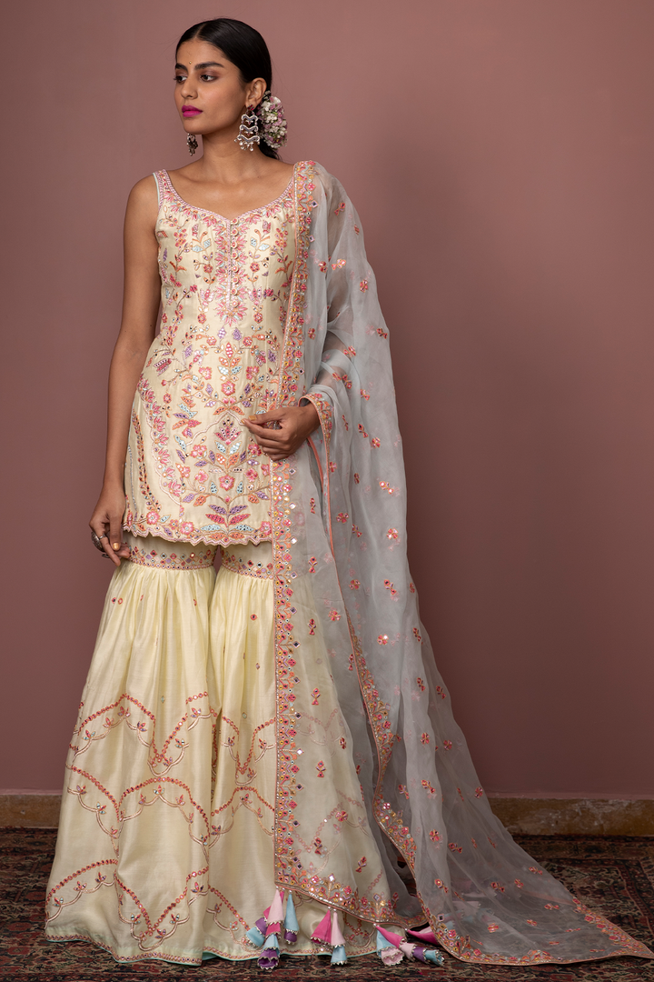 LEMON YELLOW GHARARA SET