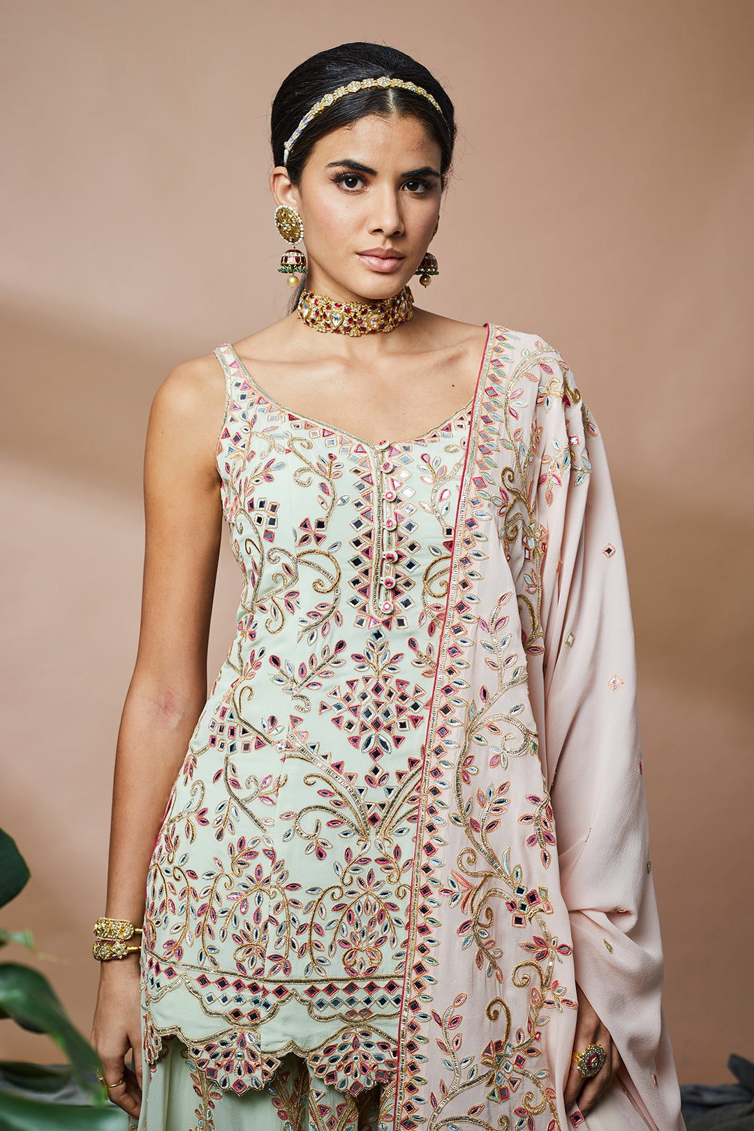 Green Georgette Sharara