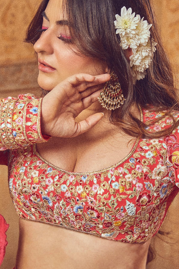 Shereen Sikka in PINK GEORGETTE FLORAL LEHENGA