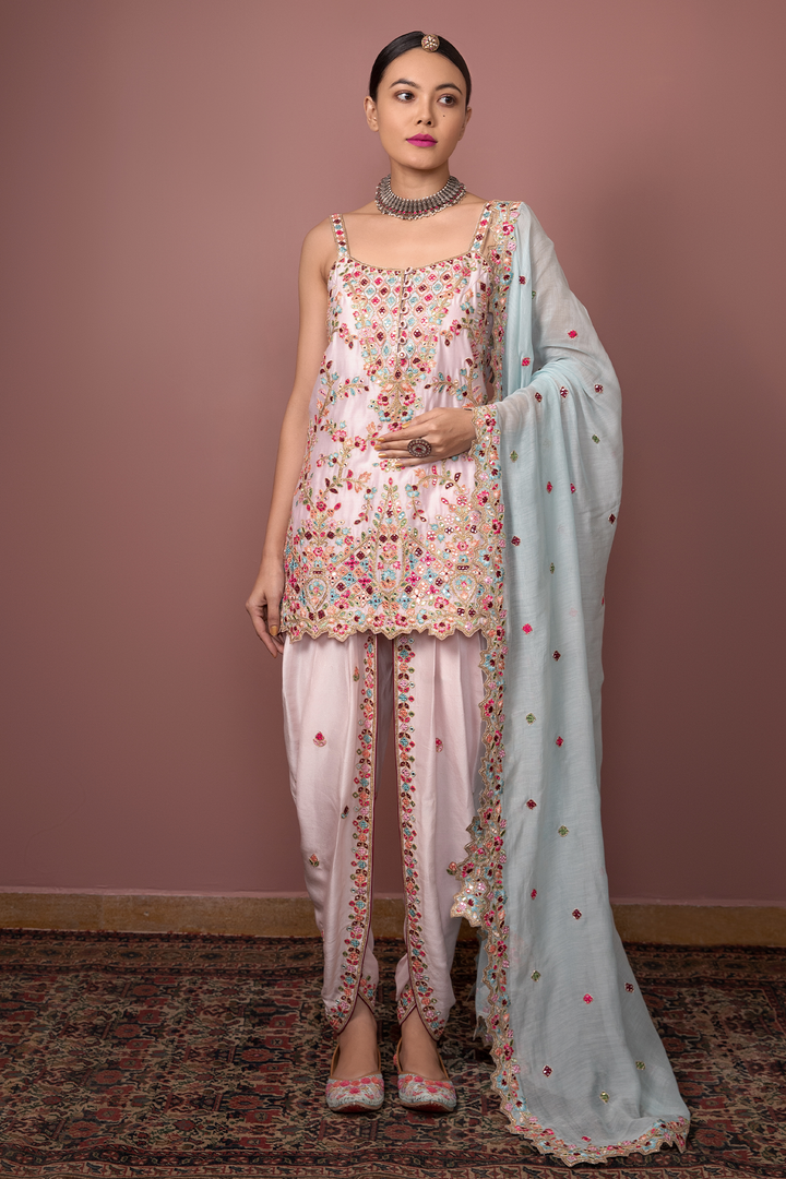 PINK KURTA WITH DHOTI SET