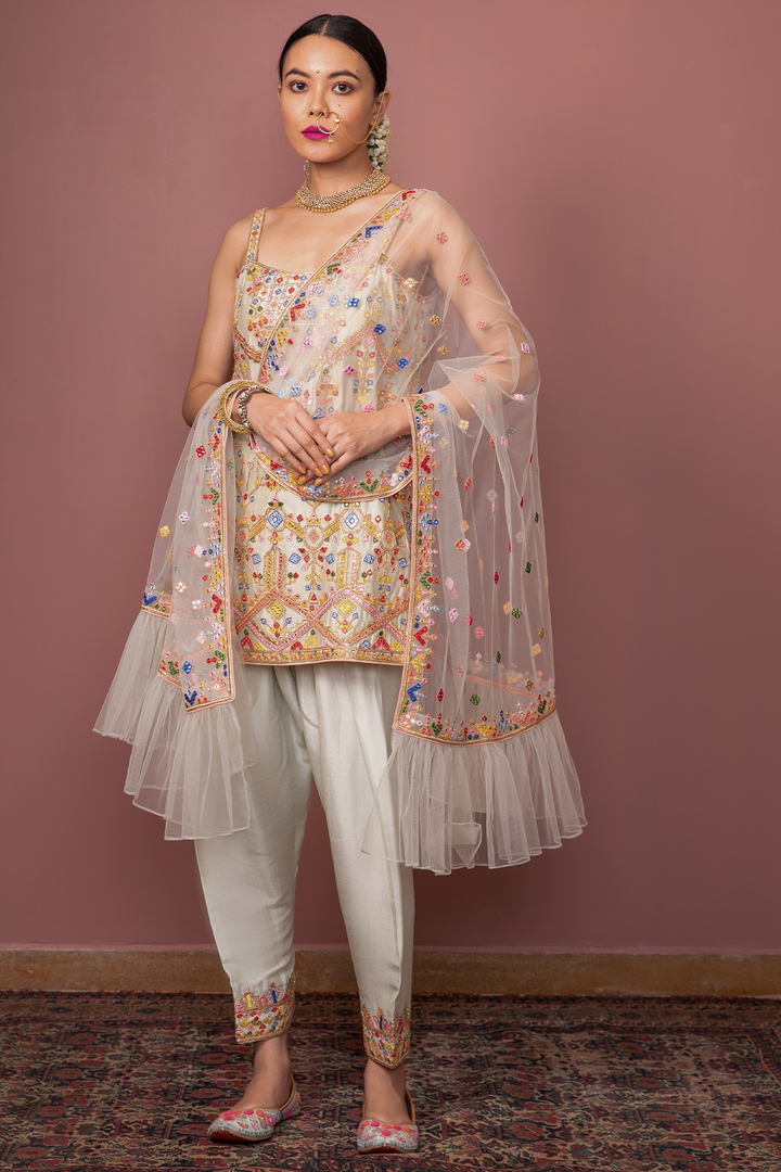 MINT STRAPPY KURTA WITH UNCHI SALWAR
