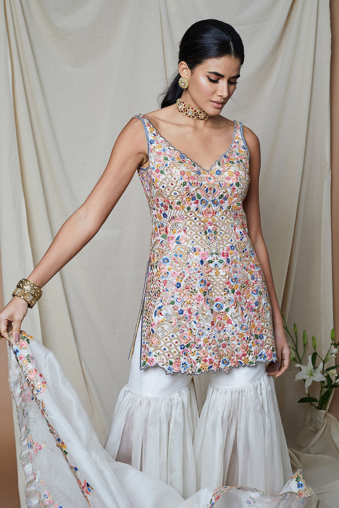 Ivory Organza Gharara