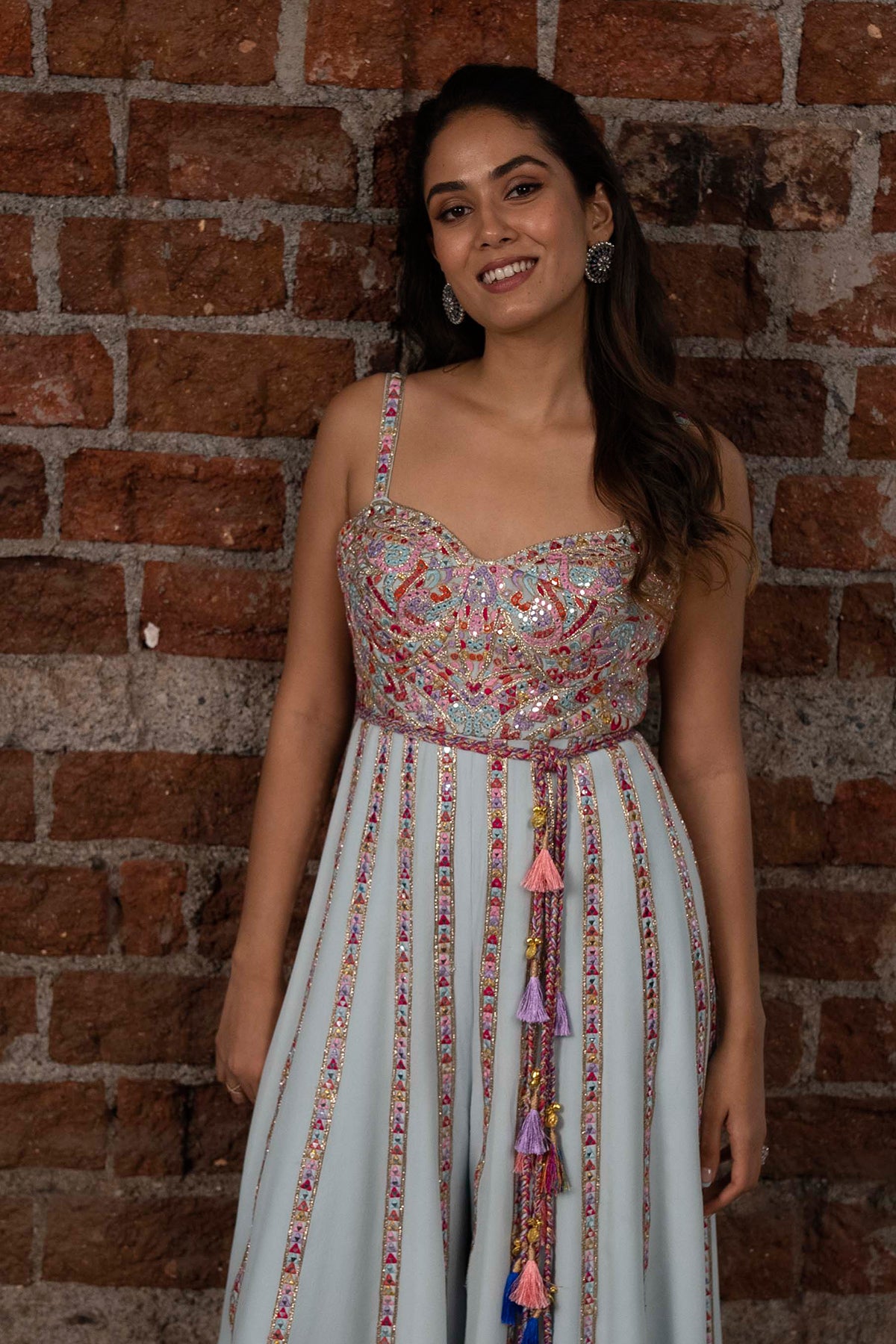 Mira Kapoor In Blue Georgette Corset Style Jumpsuit