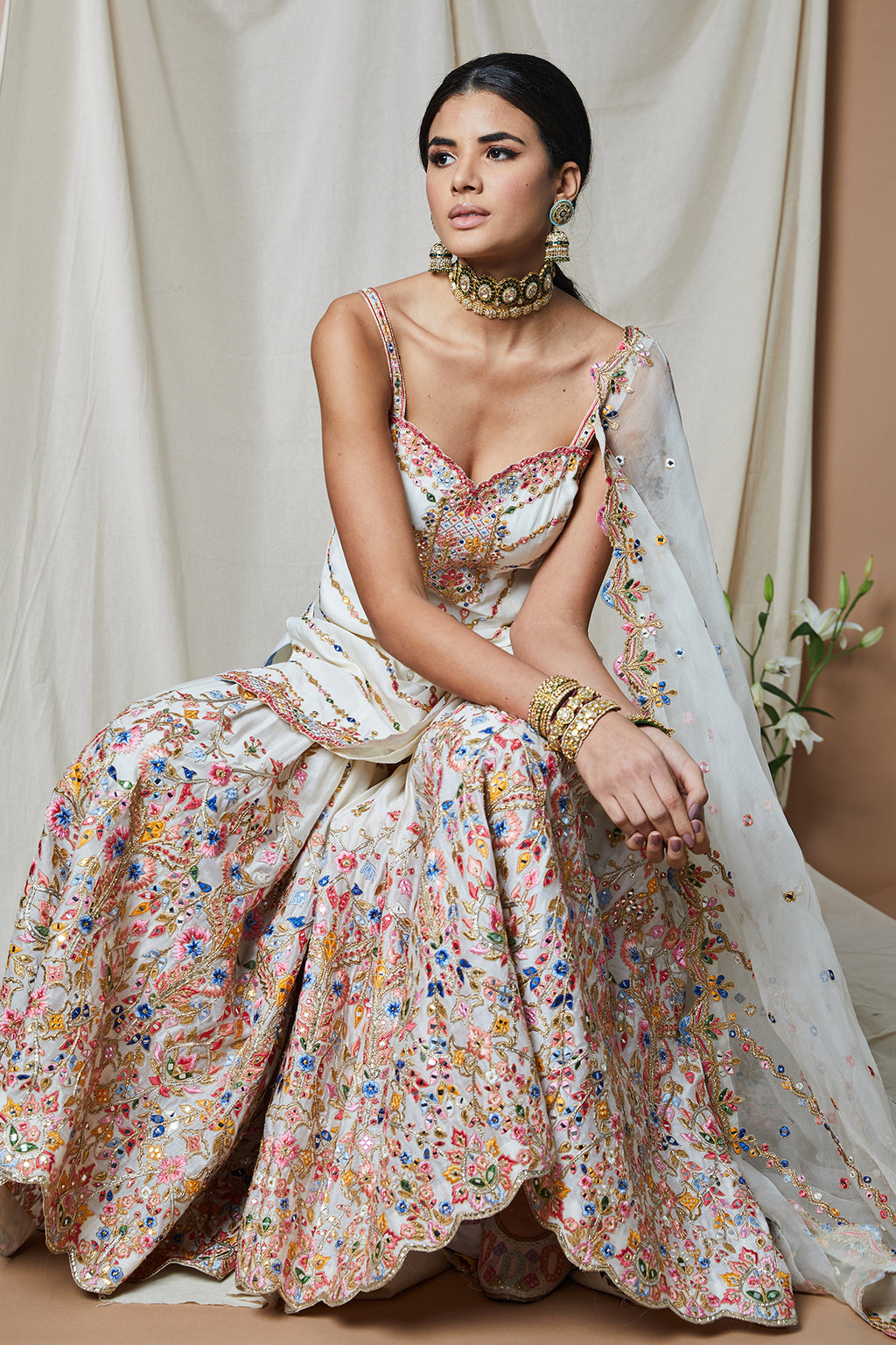 Ivory Strappy Gharara