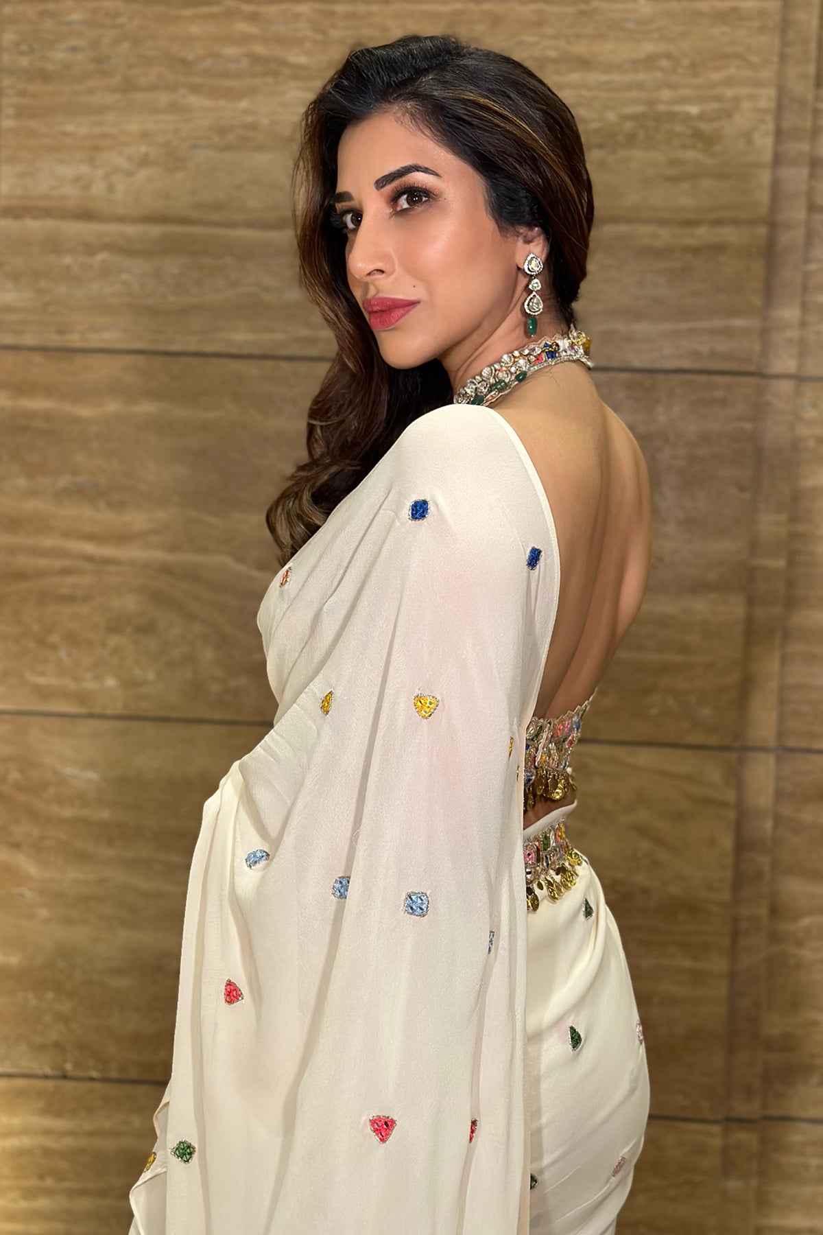 Sophie Choudhary In Ivory Ruffle Saree Set