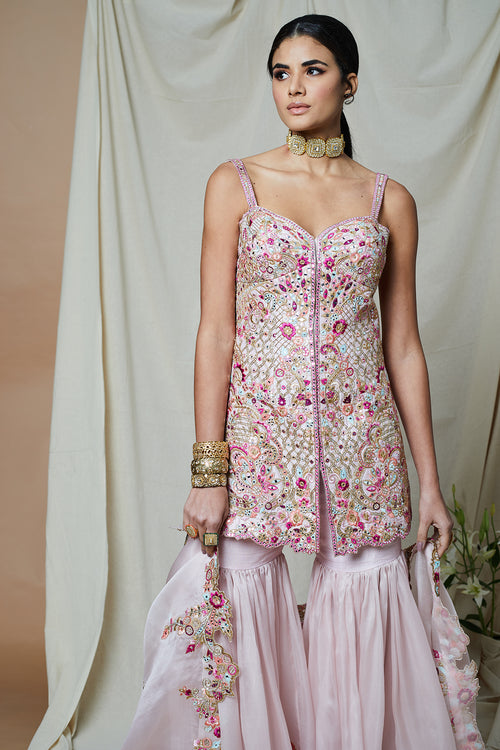 Pink Organza Gharara