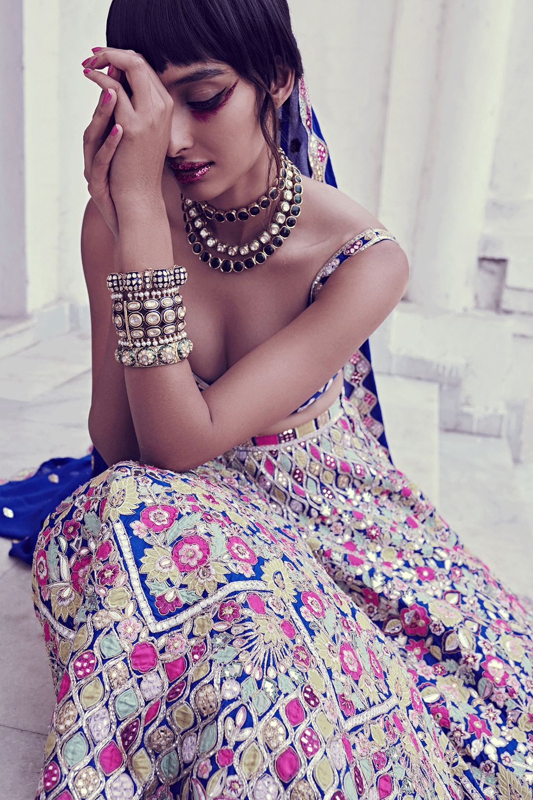 BLUE RAWSILK LEHENGA SET