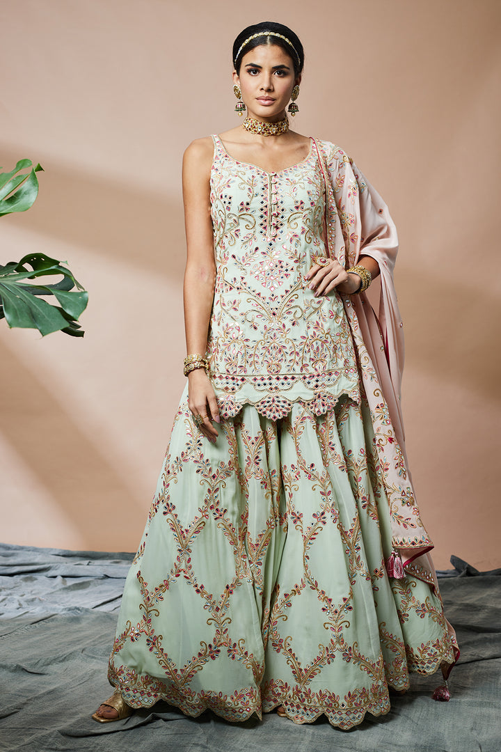 Green Georgette Sharara