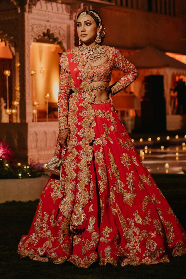 SEEMA DIWAN IN PINK GEORGETTE FLORAL LEHENGA