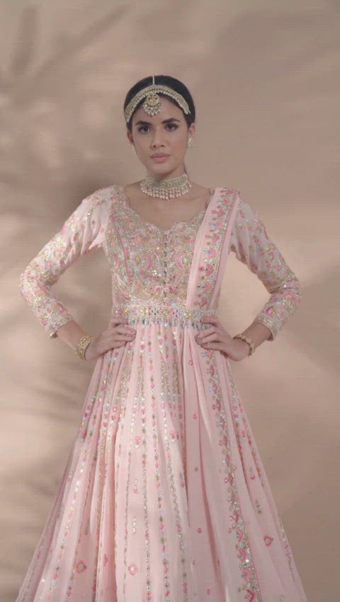 Peach Georgette Anarkali