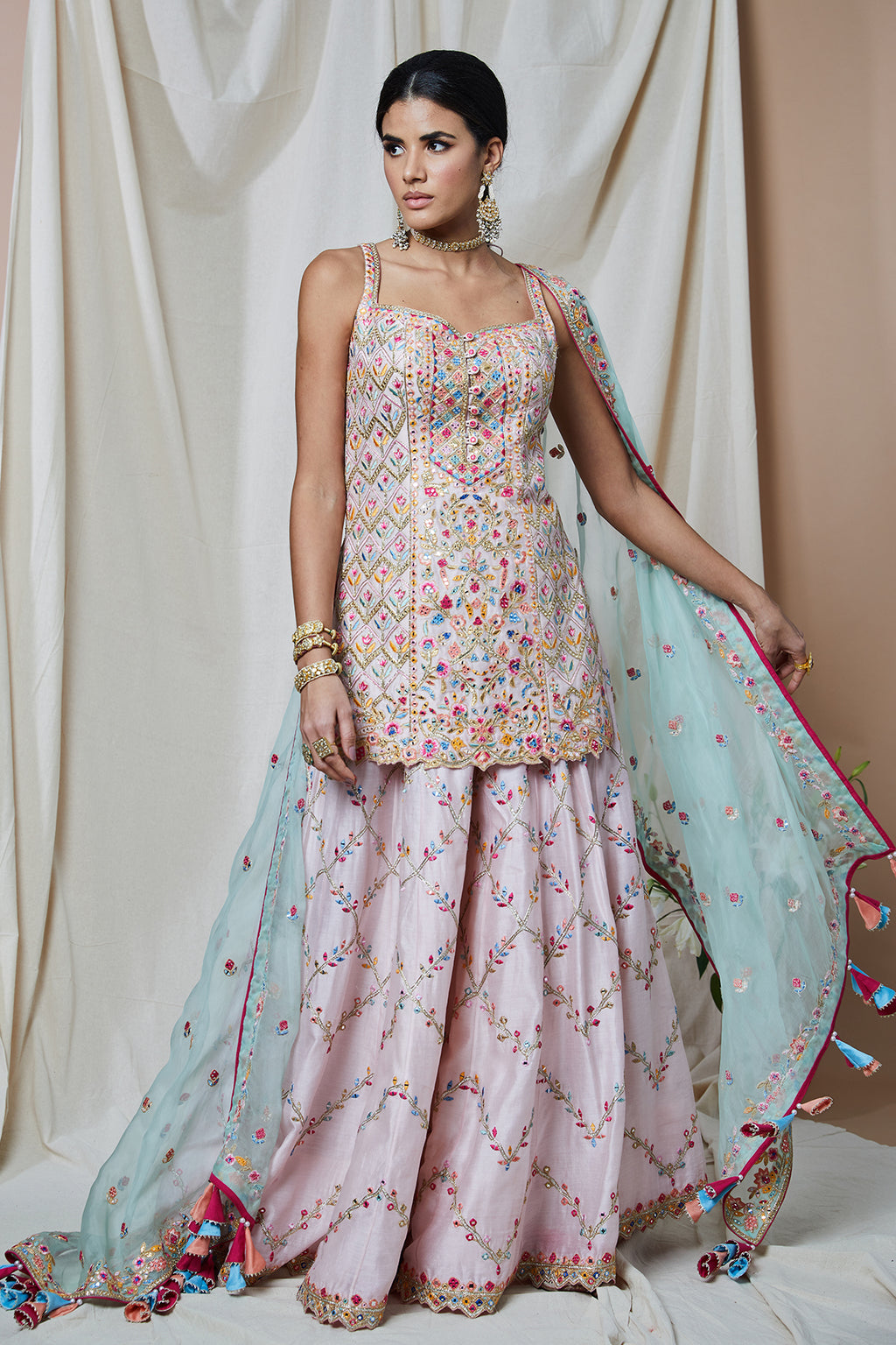 Pink Chanderi Sharara