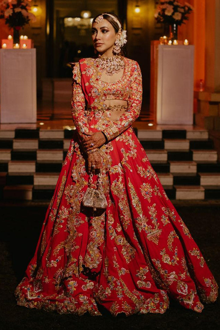 SEEMA DIWAN IN PINK GEORGETTE FLORAL LEHENGA