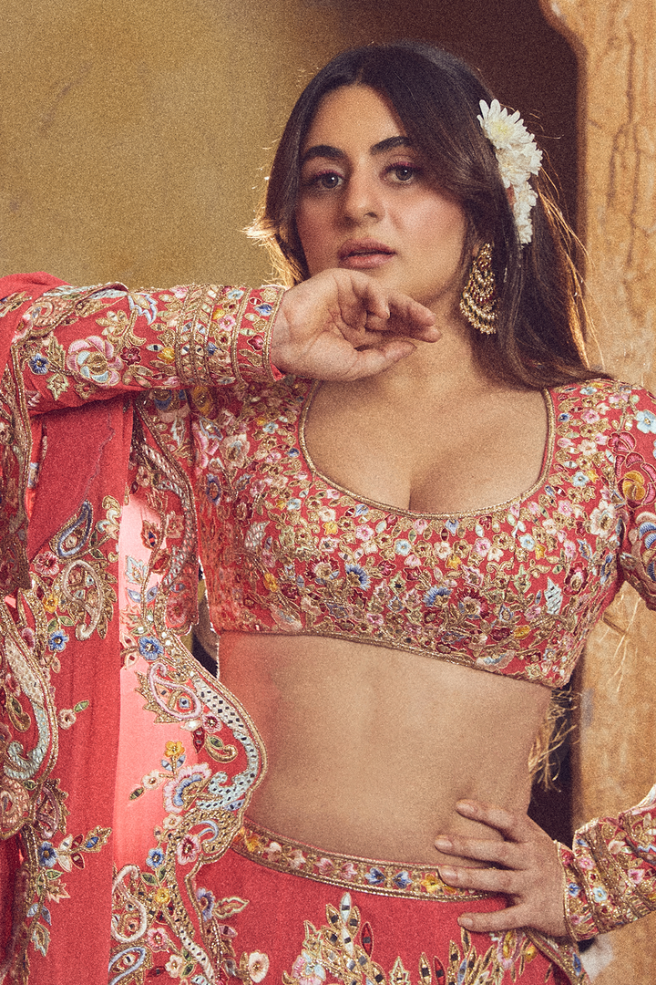 Shereen Sikka in PINK GEORGETTE FLORAL LEHENGA