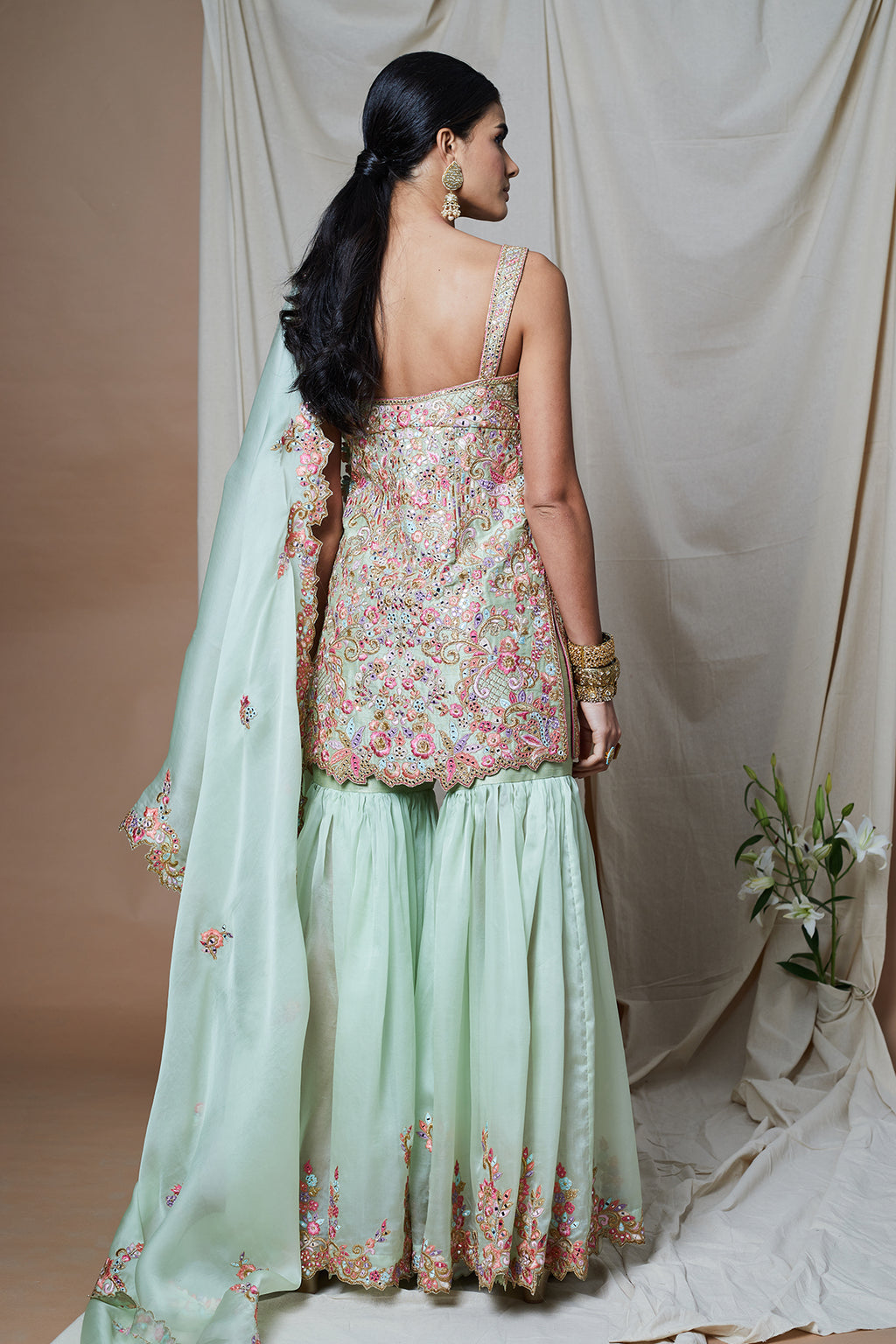 Green Organza Gharara