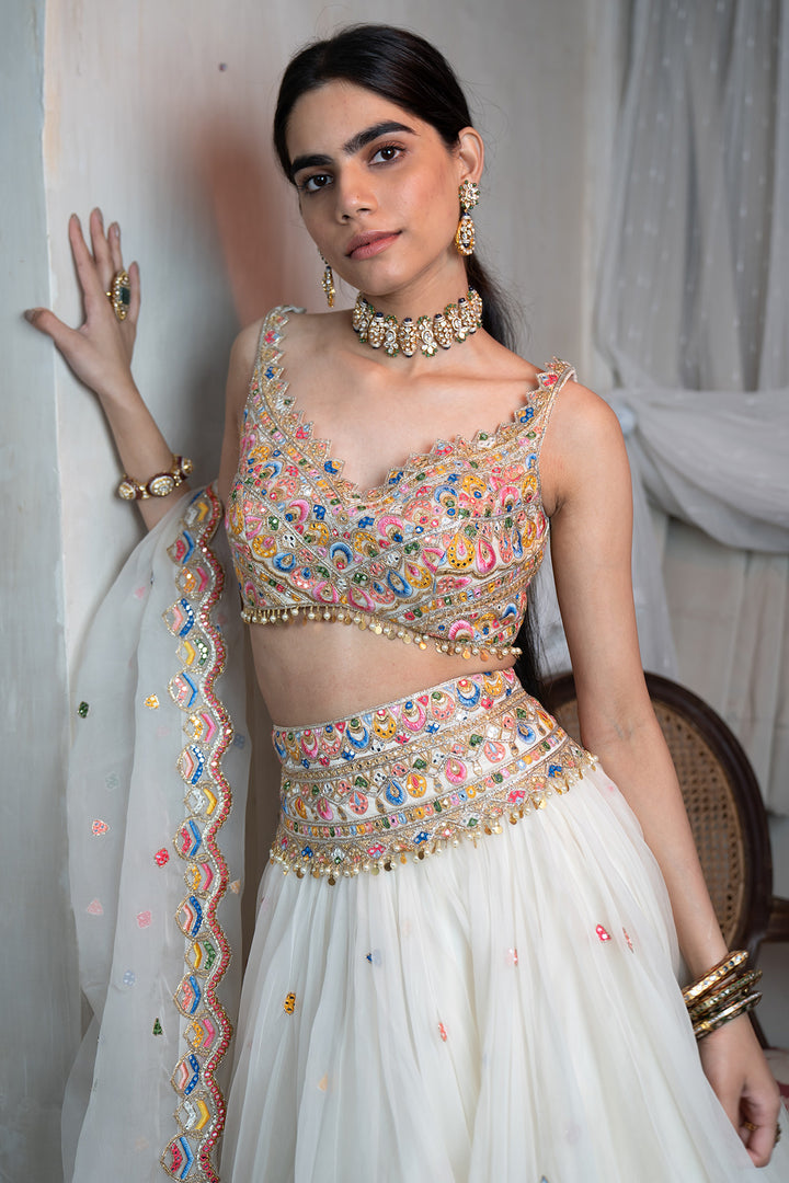 Ivory Organza Lehenga