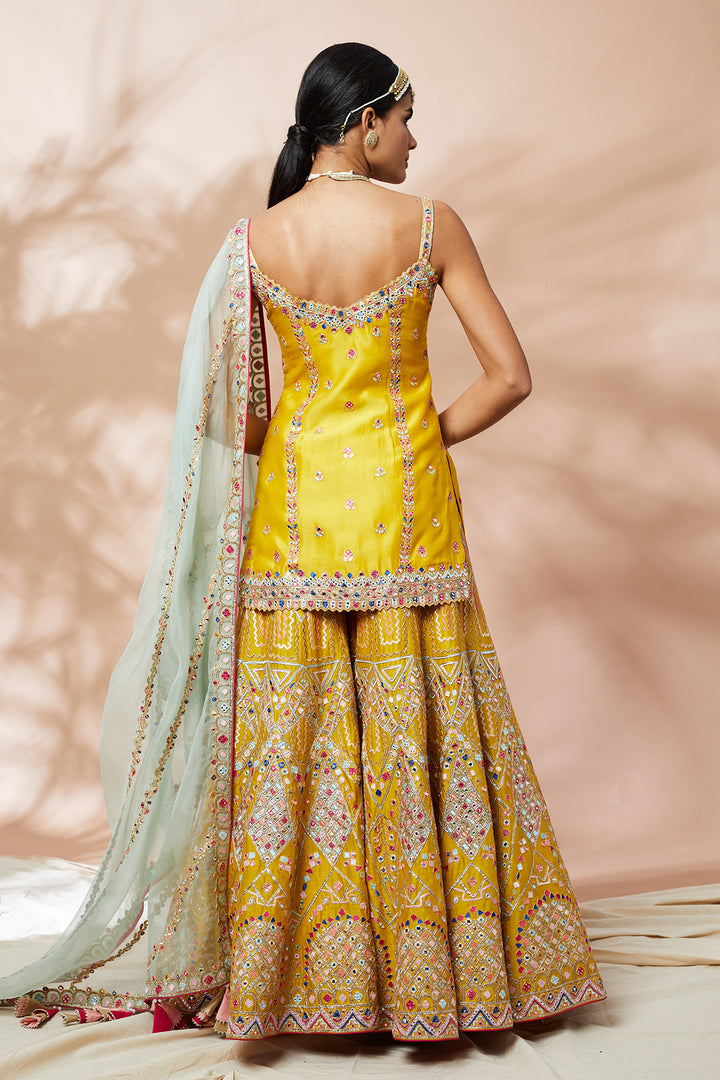 BRIGHT MUSTARD PATCHWORK SHARARA
