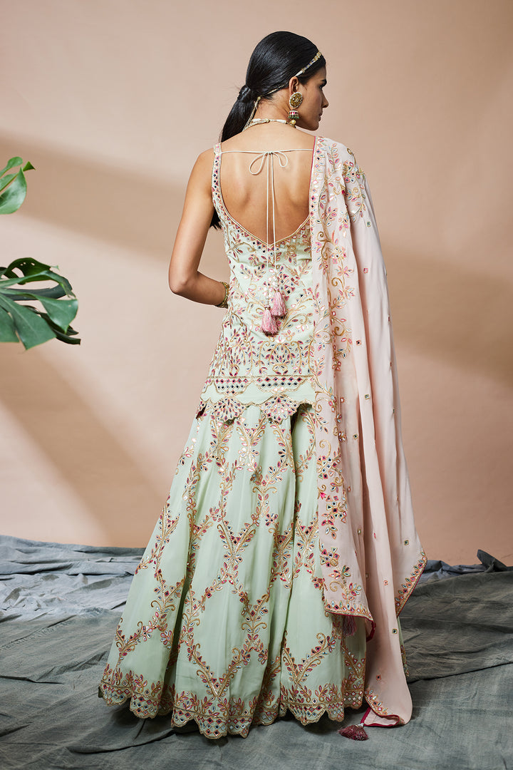 Green Georgette Sharara