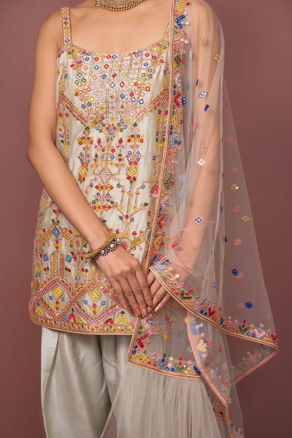 Mint Strappy Kurta With Unchi Salwar