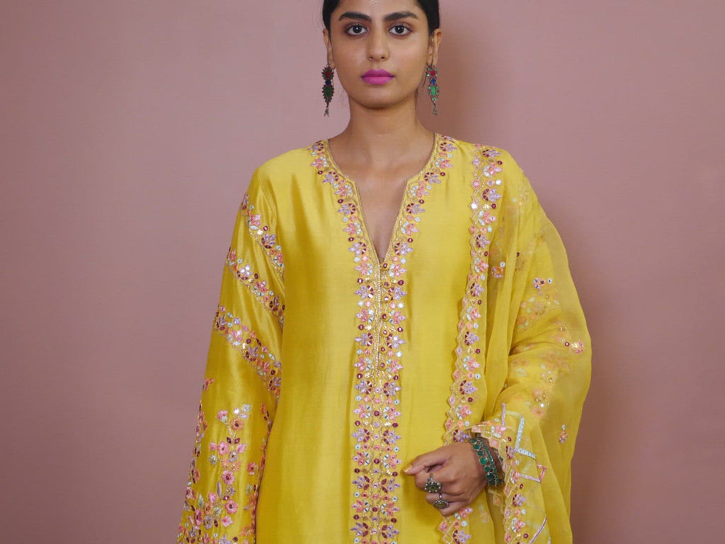 Mustard Kurta Dhoti Set