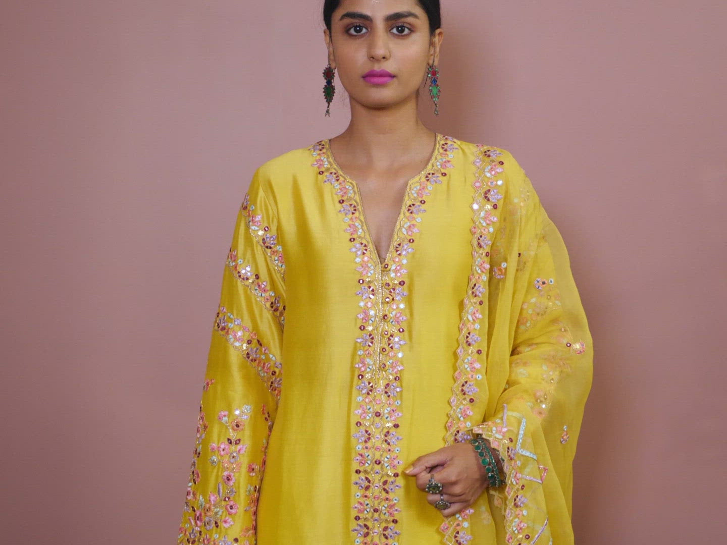 Mustard Kurta Dhoti Set
