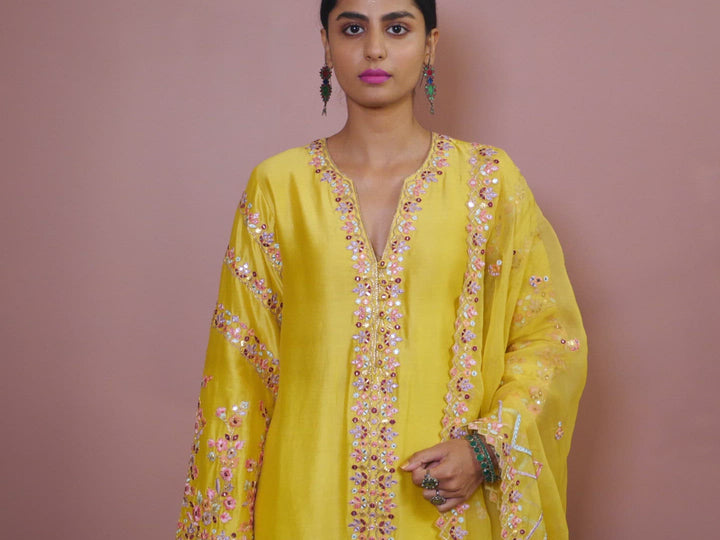 MUSTARD KURTA DHOTI SET