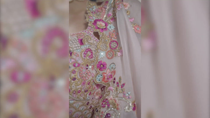PINK ORGANZA GHARARA
