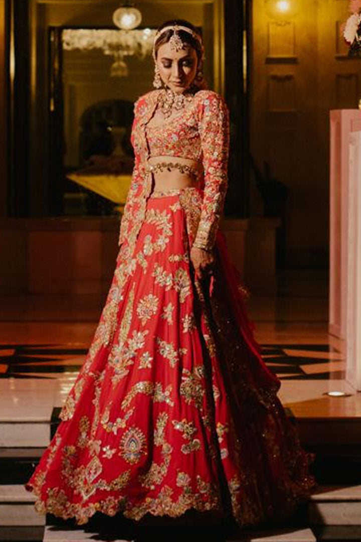 SEEMA DIWAN IN PINK GEORGETTE FLORAL LEHENGA
