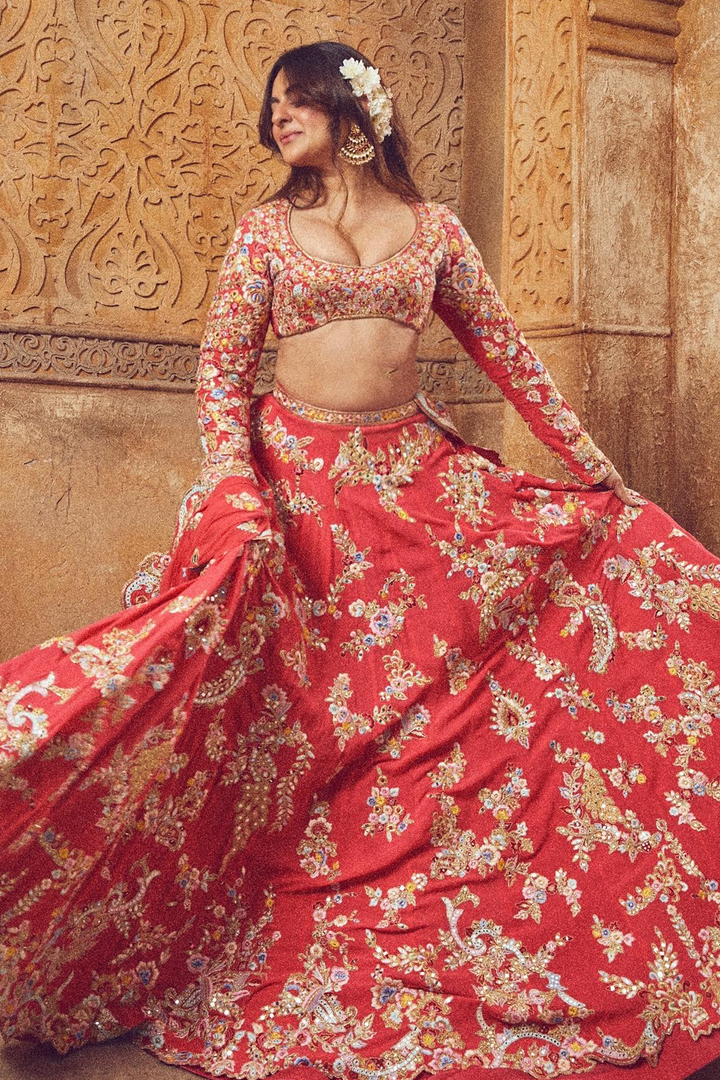 Shereen Sikka in PINK GEORGETTE FLORAL LEHENGA