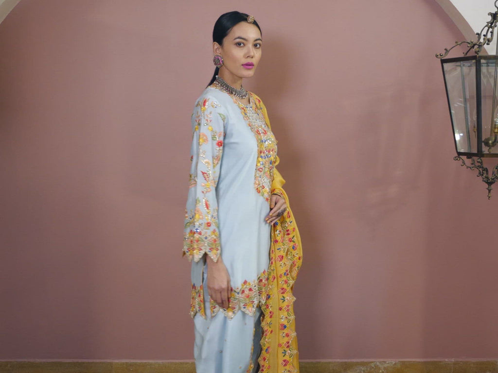 Blue Kurta With Dhoti Set