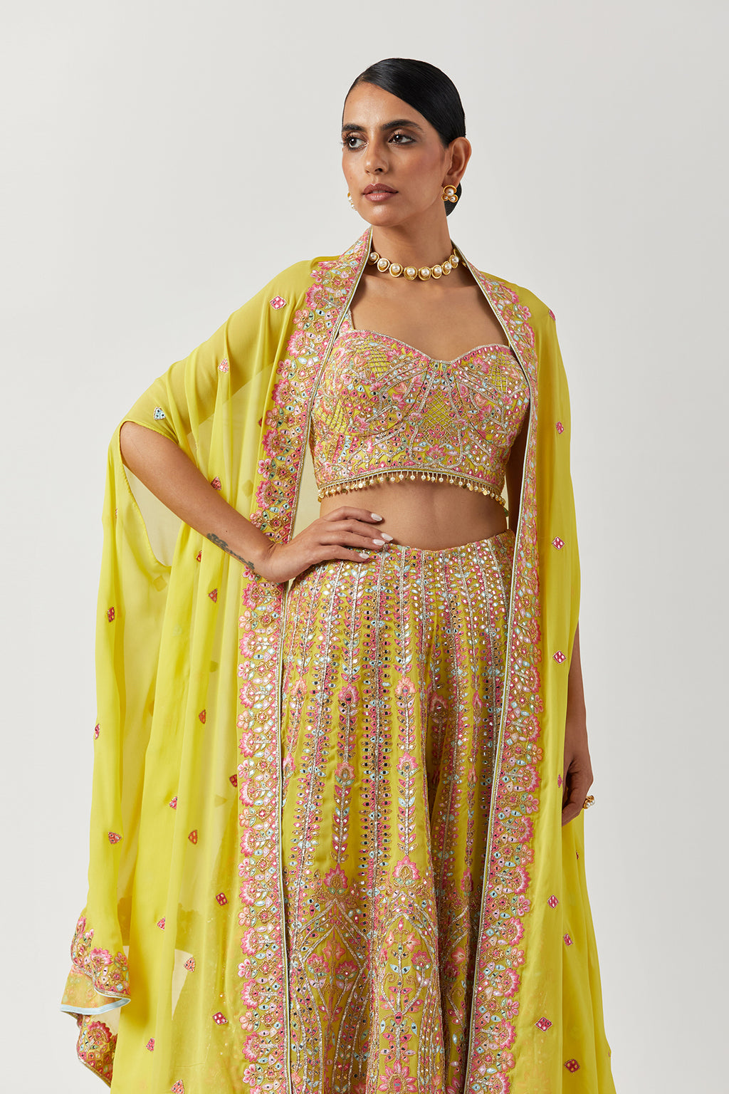 High Waist Sharara With Cape