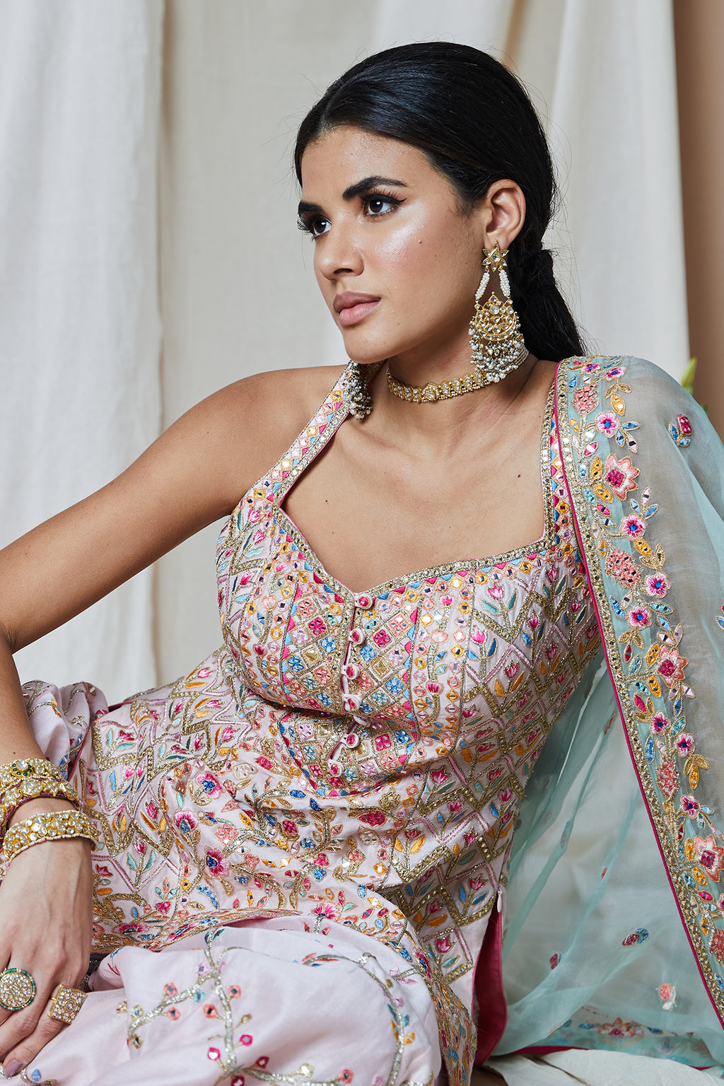 Pink Chanderi Sharara