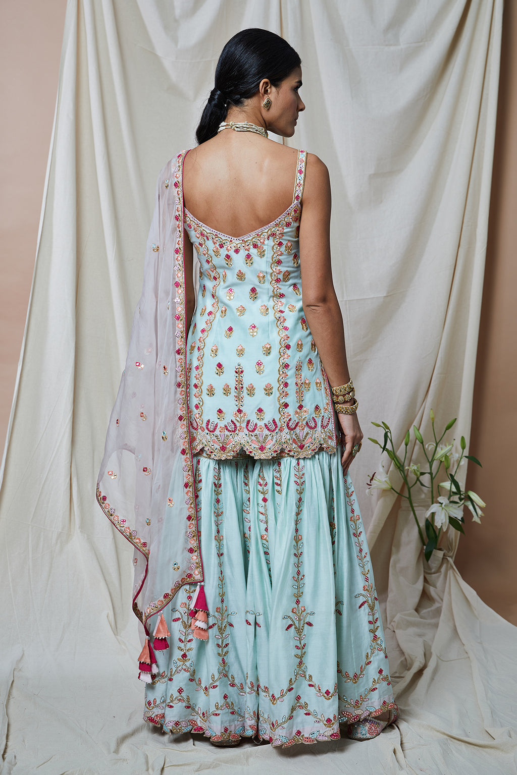 Blue Chanderi Gharara