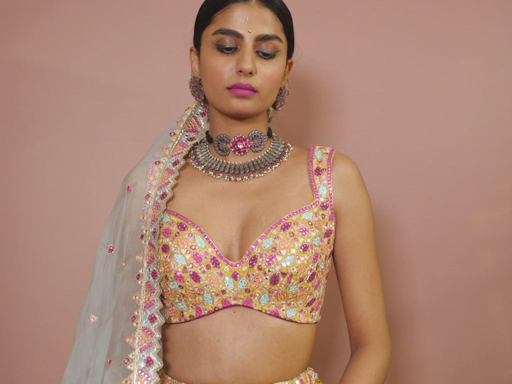 Greenish Mustard Lehenga Set
