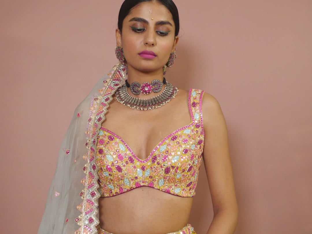 Greenish Mustard Lehenga Set