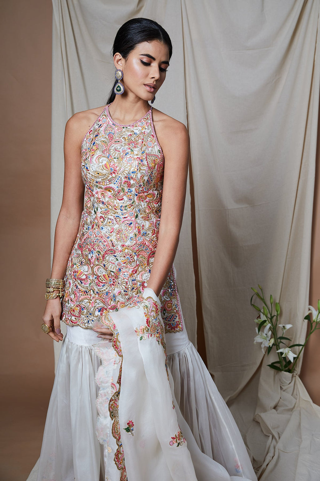 Ivory Halter Organza Set